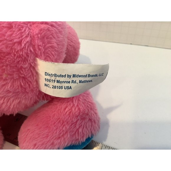 Midwood Brands Plush Pink Hippopotamus Hippo with Blue Ribbon Bow Stuffed Animal - Picture 3 of 3